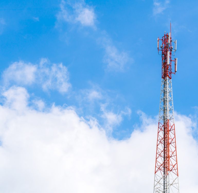 Telecommunication tower with beautiful sky